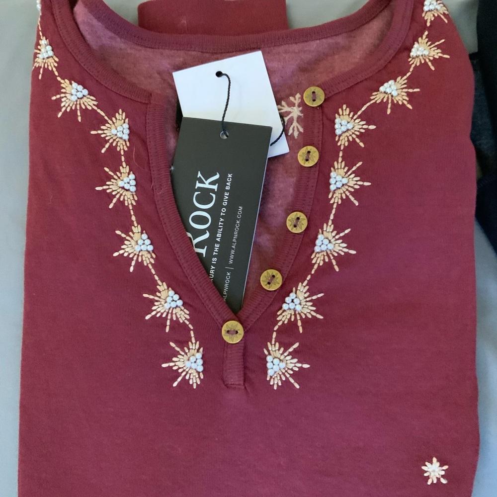 Alp N Rock “Annika”  Burgundy/Berry Top with beaded embroidery